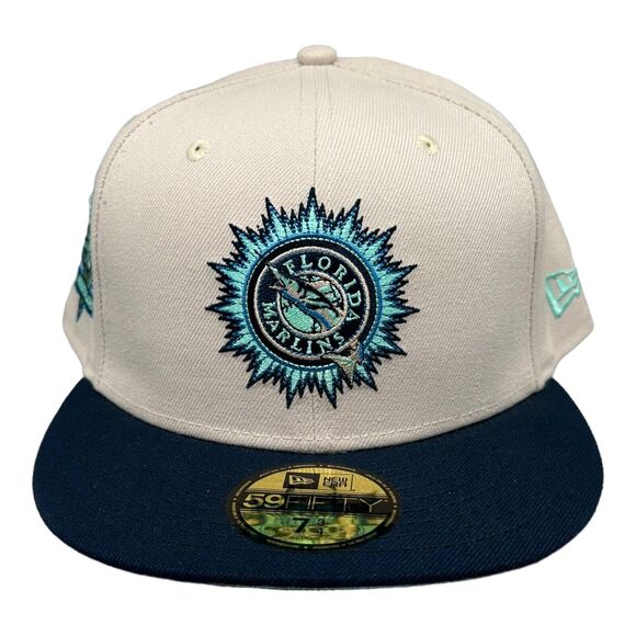 New Era 59Fifty Fitted Florida Marlins Shoreline Pack Hat Men's Sz 7‎ 3/4 - Picture 1 of 8